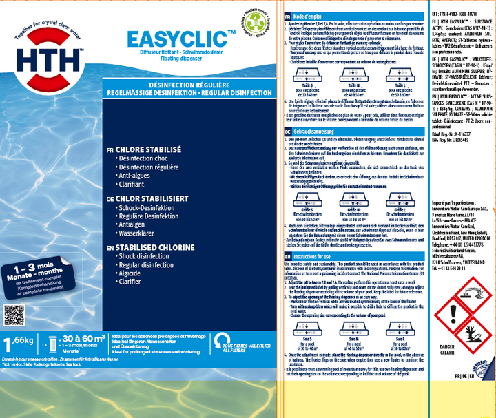 HTH EasyClic Chlore 30-60m³ 1,66kg