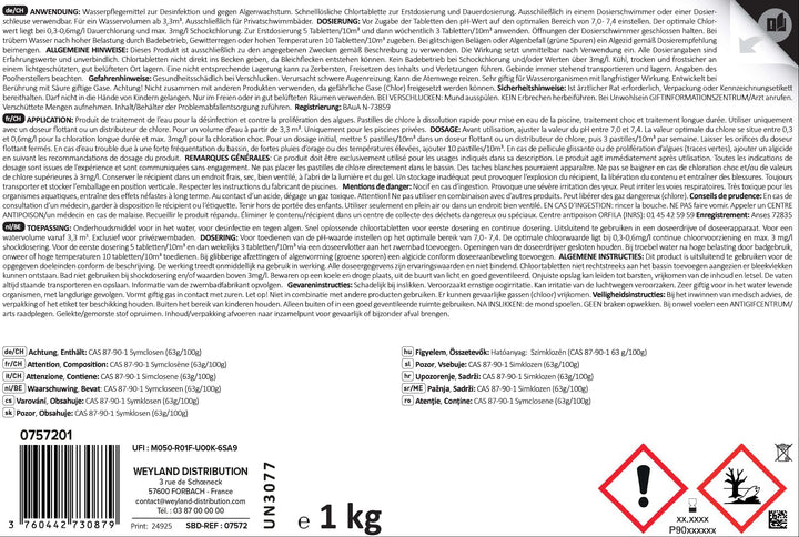 Chlore choc pastilles 20 g pot 1 Kg Aqualyn