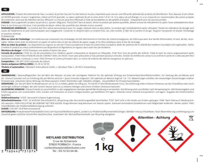 pH plus poudre 1 kg Aqualyn