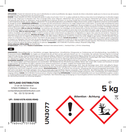 Chlore choc granulé 5 kg Aqualyn