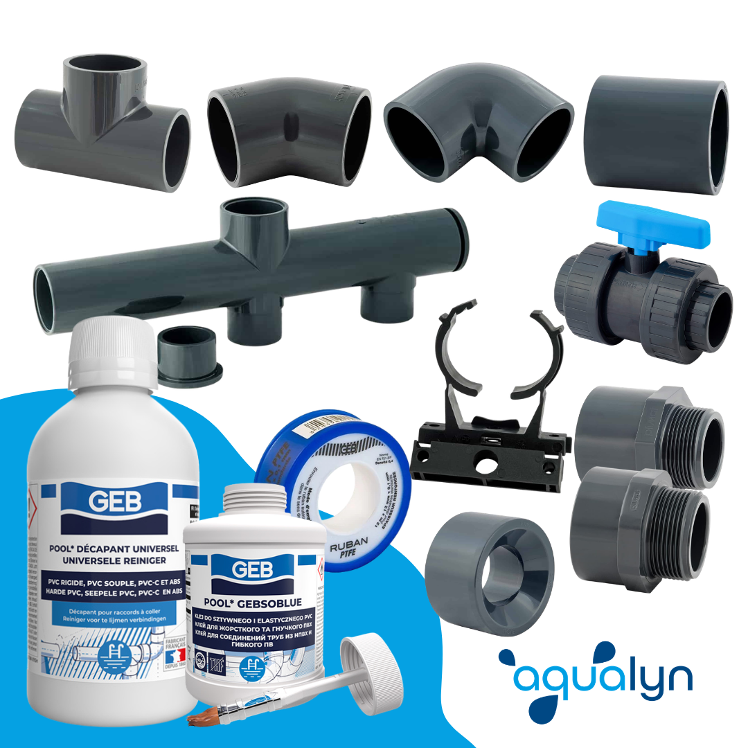 Kit de plomberie piscine Aqualyn - plusieurs options de diamètres et de contenus