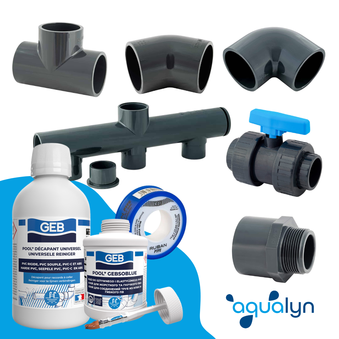 Kit de plomberie piscine Aqualyn - plusieurs options de diamètres et de contenus