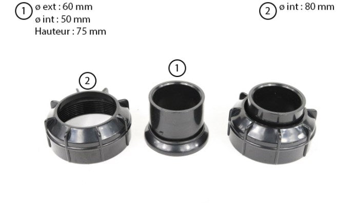 Kit raccord union pompe Swimmey écrou-manchon et joint x2 - Pentair