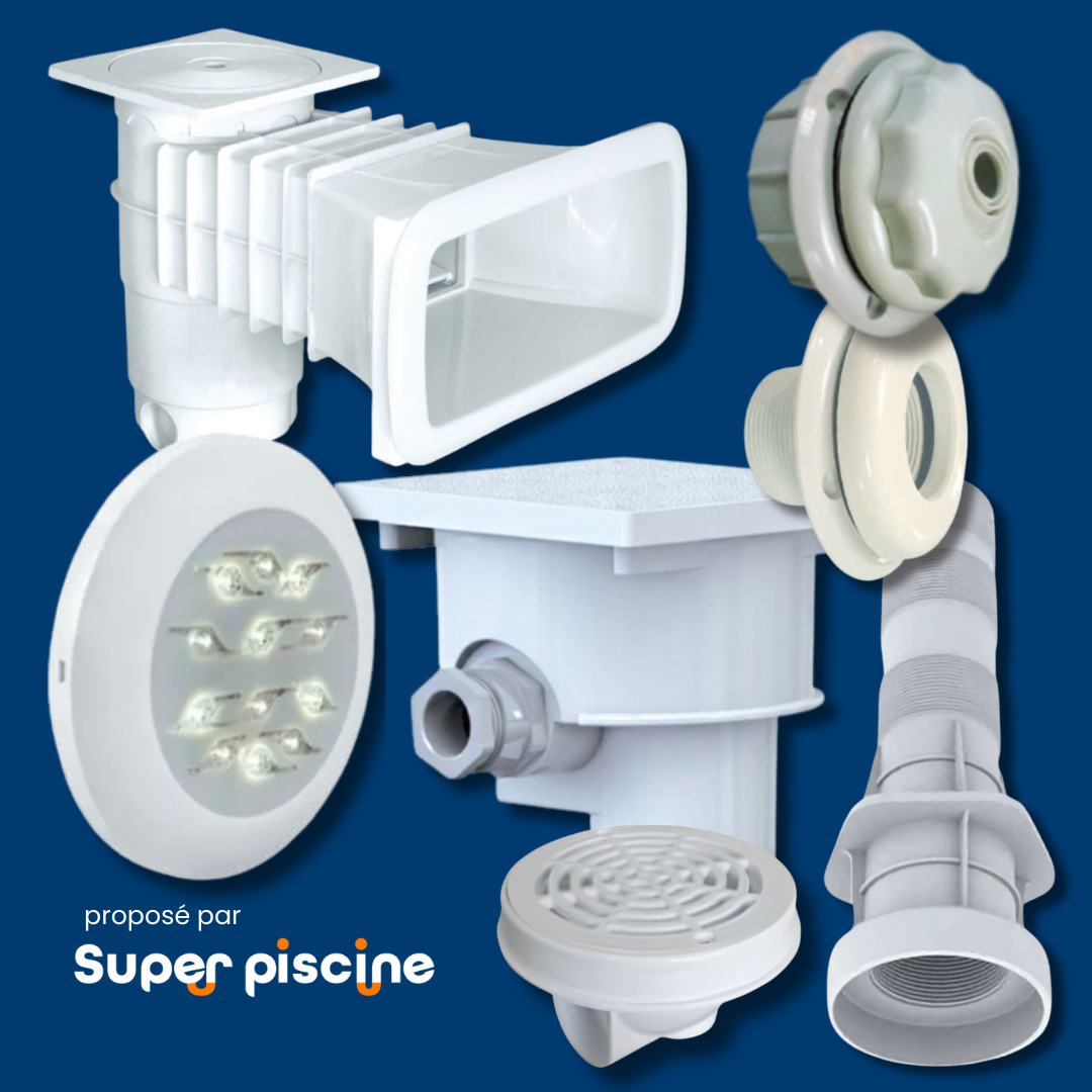Kit pièces à sceller Weltico jusqu’à 8 x 4 m avec projecteur LED blanc